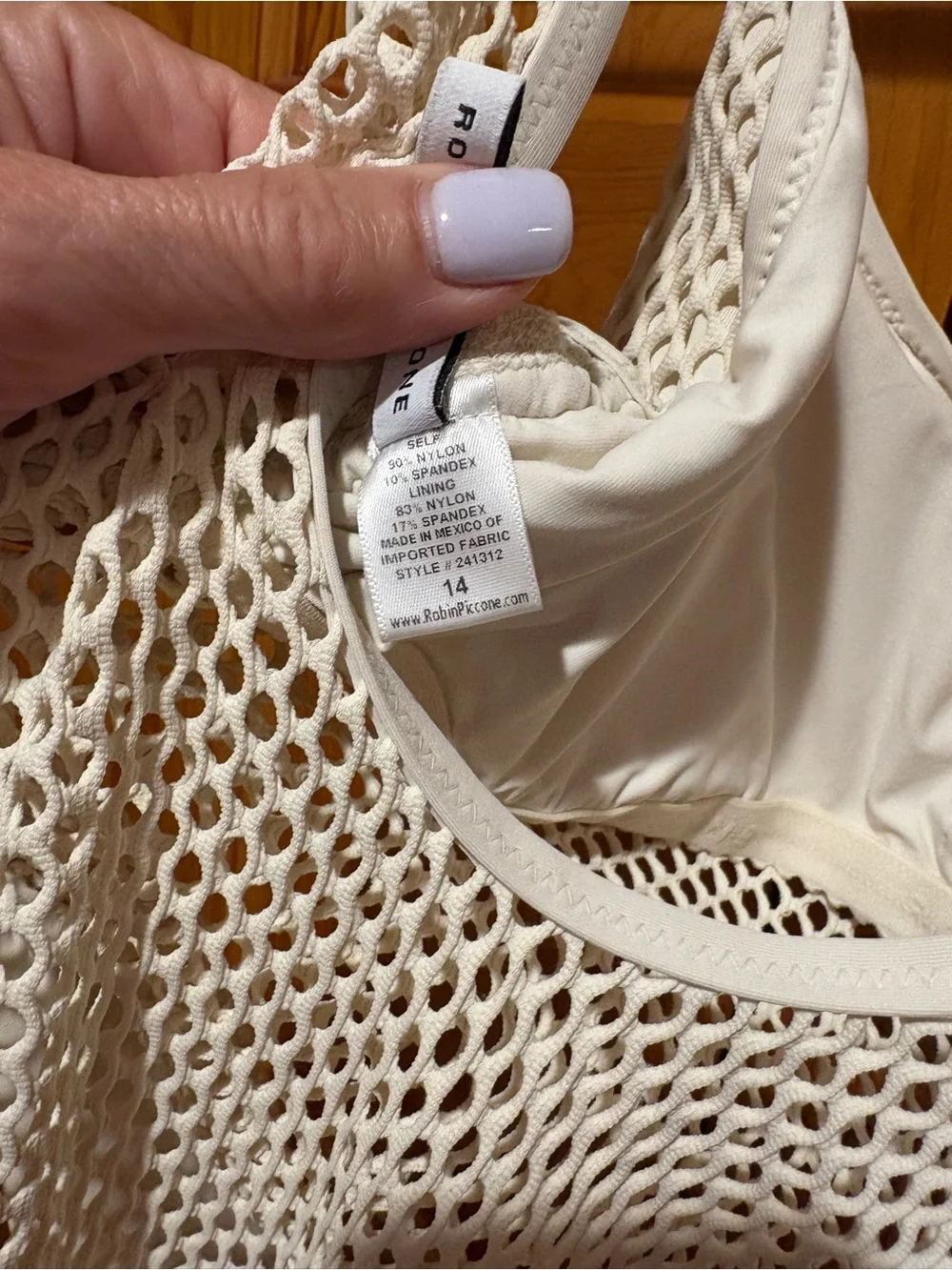 Robin Piccone White Mesh One-Piece Swimsuit